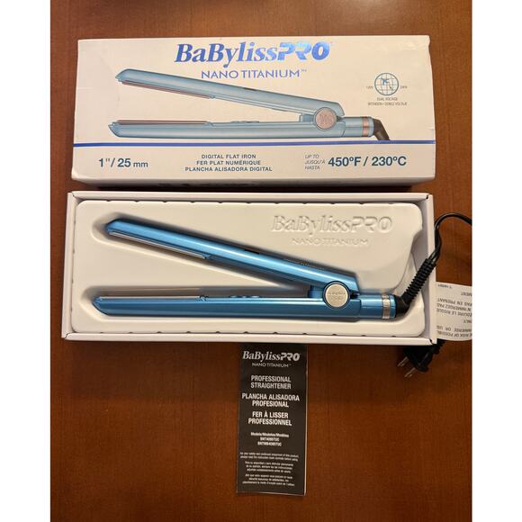 New BaByliss PRO Nano Titanium Flat Iron 1" Digital Ionic Hair Straightener 450° - Picture 6 of 7
